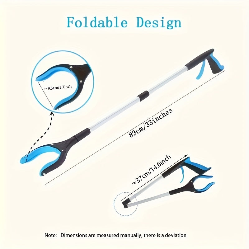 Lightweight 33-Inch Extendable Reacher - Foldable Grabber Tool for Seniors with 360° Rotating Jaws