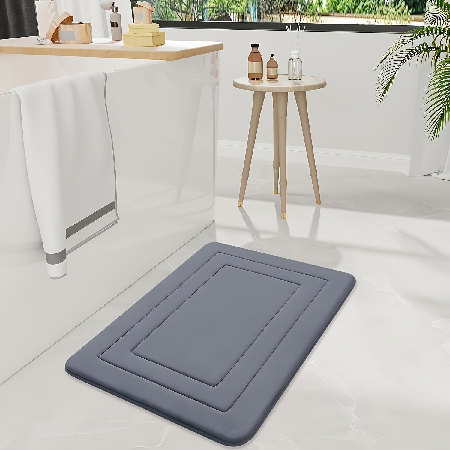 Super Absorbent Anti Slip Foot Pad, Anti Slip Polyester Bathmat