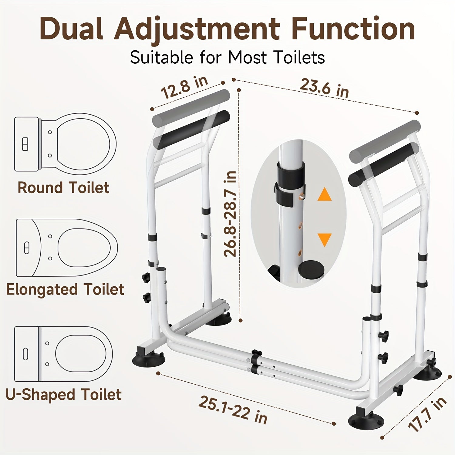 Toilet Safety Frame with handles for Elderly, Handicap, Disabled, Adjustable Width and Height