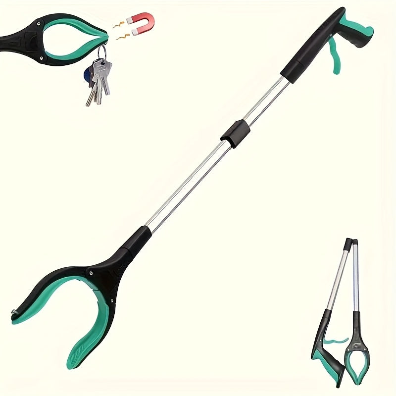Lightweight 33-Inch Extendable Reacher - Foldable Grabber Tool for Seniors with 360° Rotating Jaws