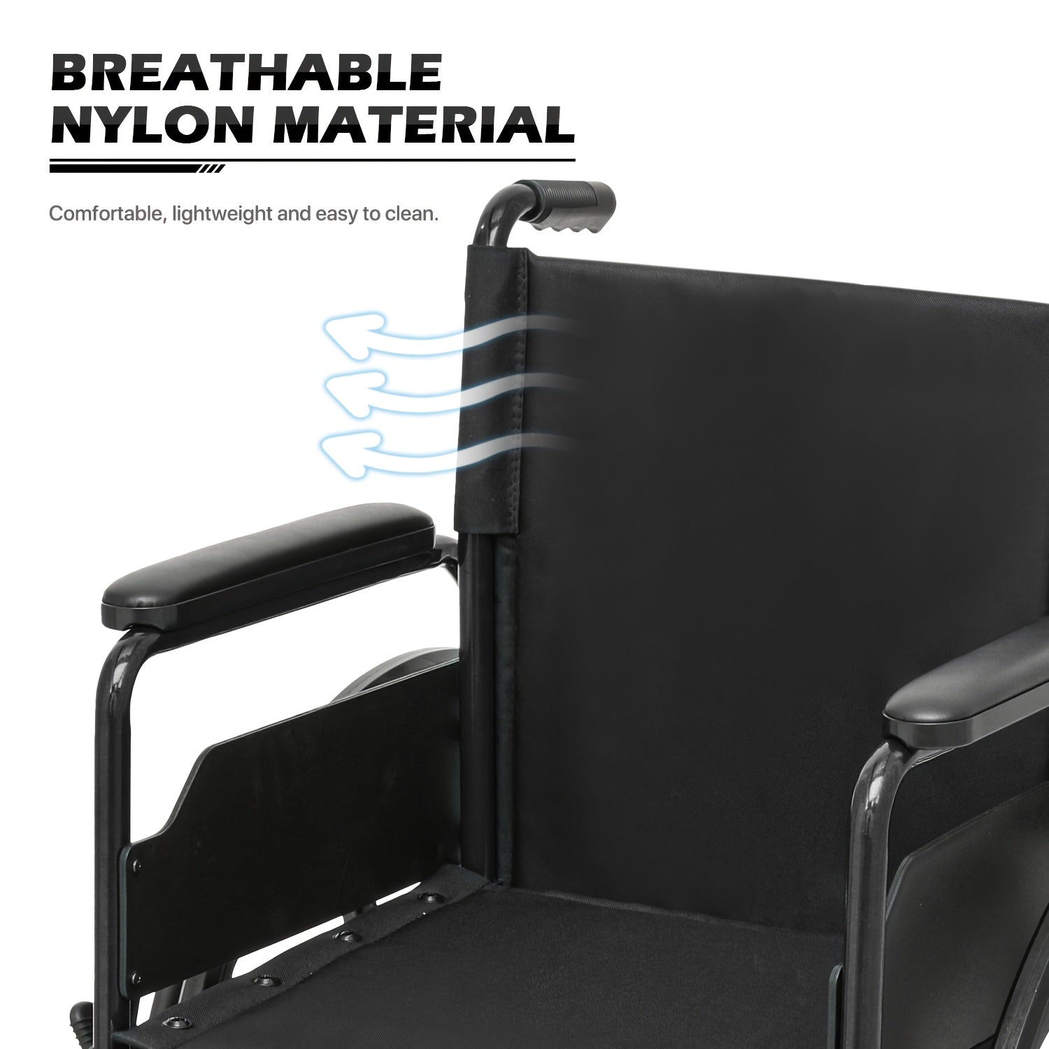 Wheelchair For Adult Transport Flip Back Padded Arms And Detachable Swing Away Footrests