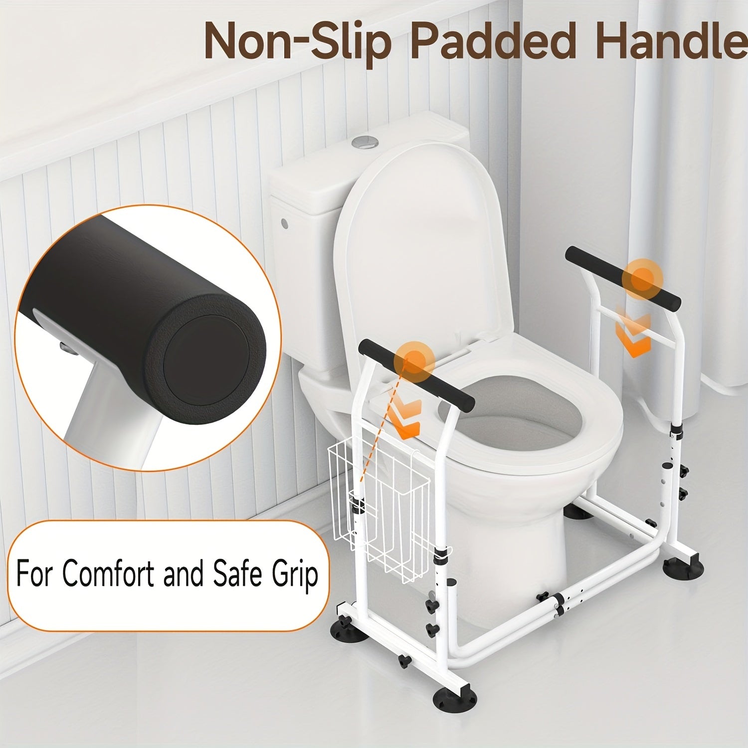 Toilet Safety Frame with handles for Elderly, Handicap, Disabled, Adjustable Width and Height