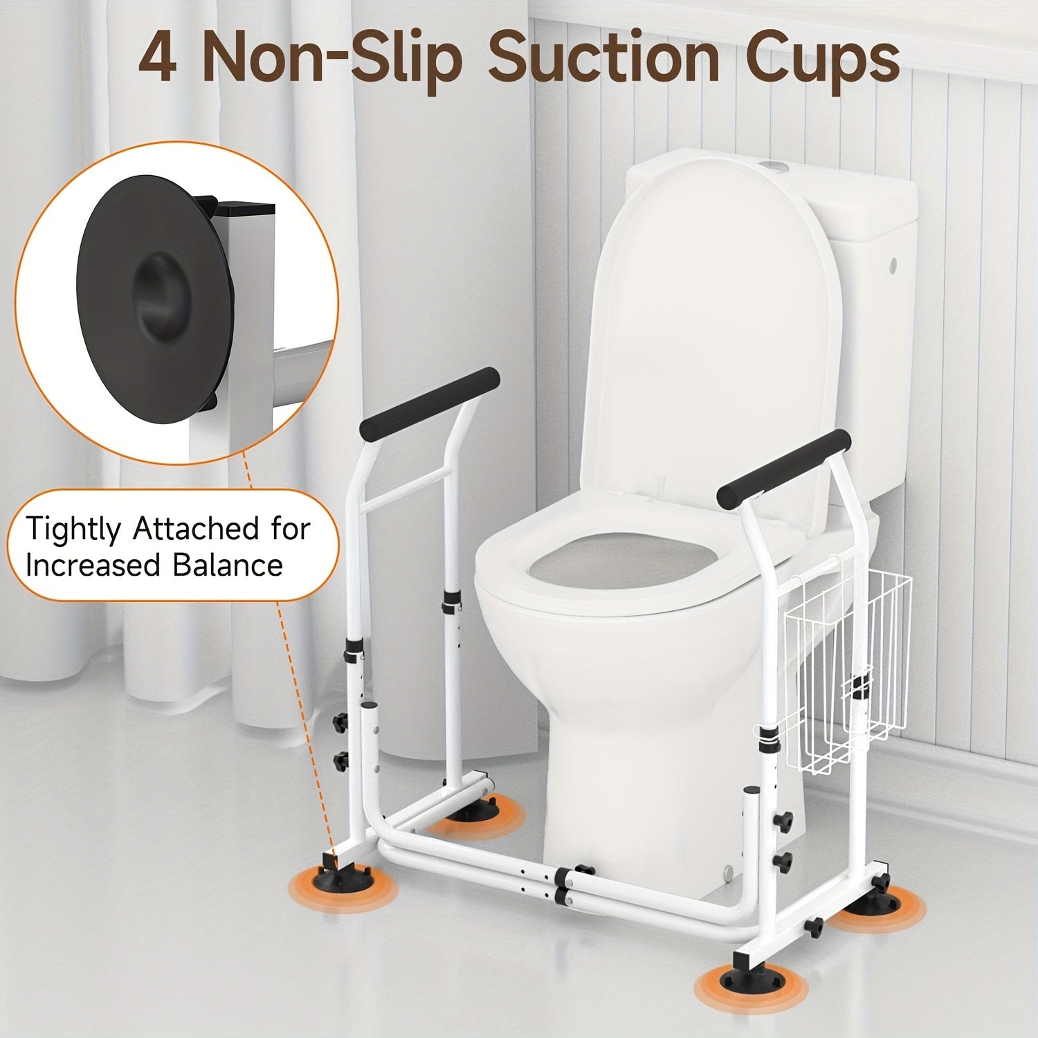 Toilet Safety Frame with handles for Elderly, Handicap, Disabled, Adjustable Width and Height