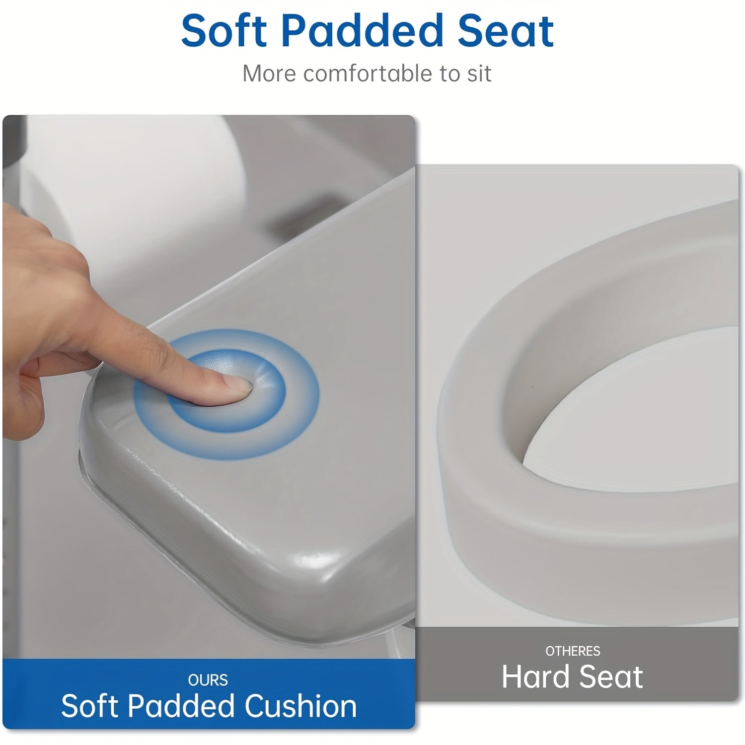 Adjustable Raised Toilet Safety Chair Heavy-Duty With Padded Armrests & Back Support