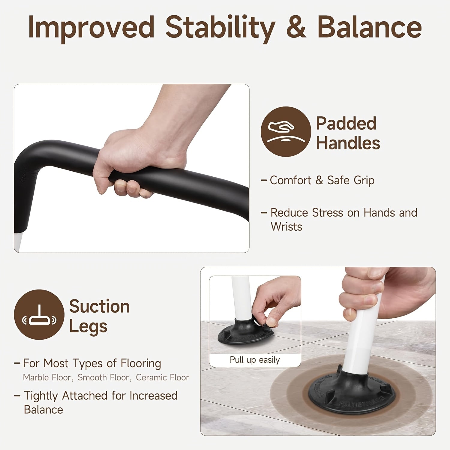 Aluminum Toilet Handle - for Bathroom Support