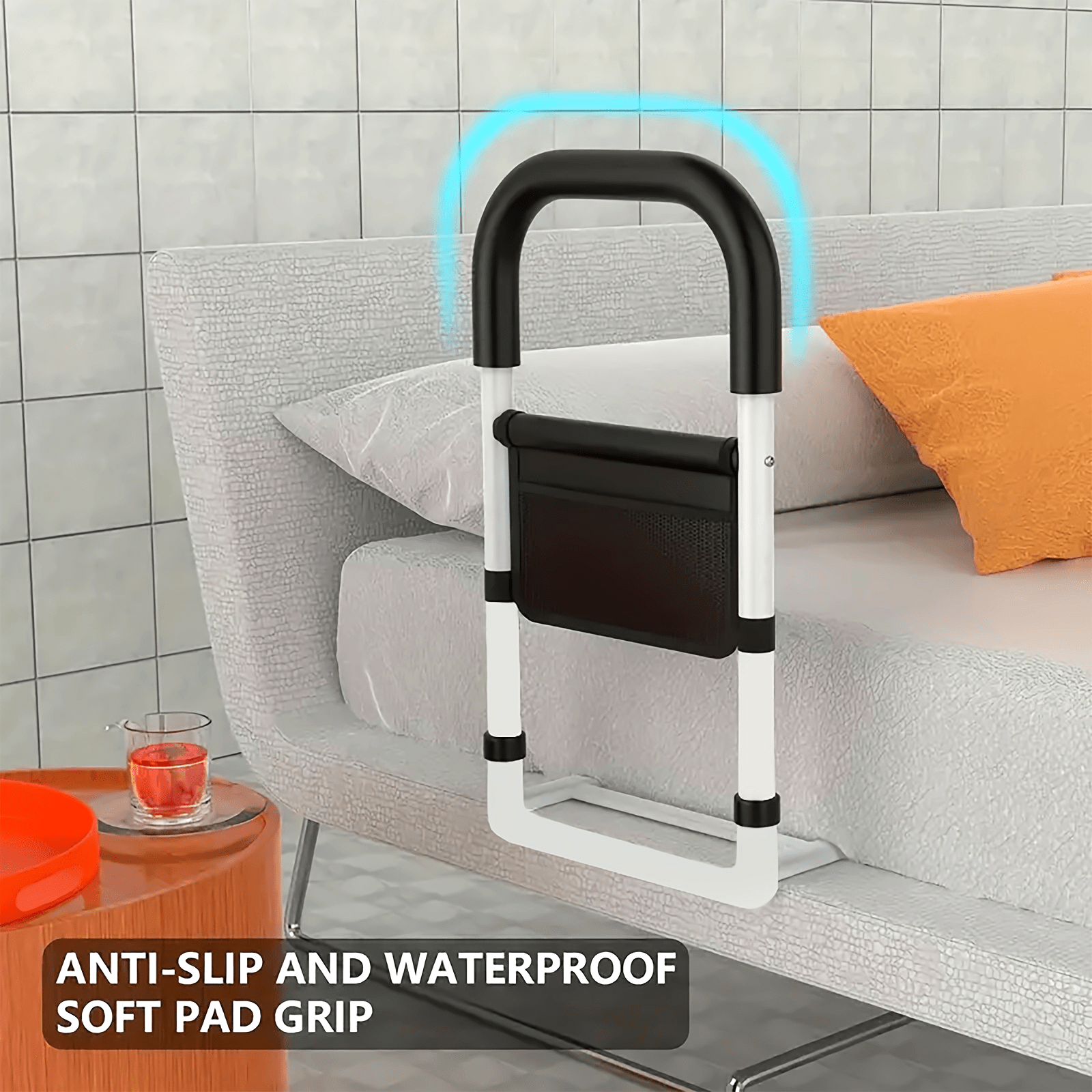 Bedside Armrest Safety Bed Railing With Storage Bags