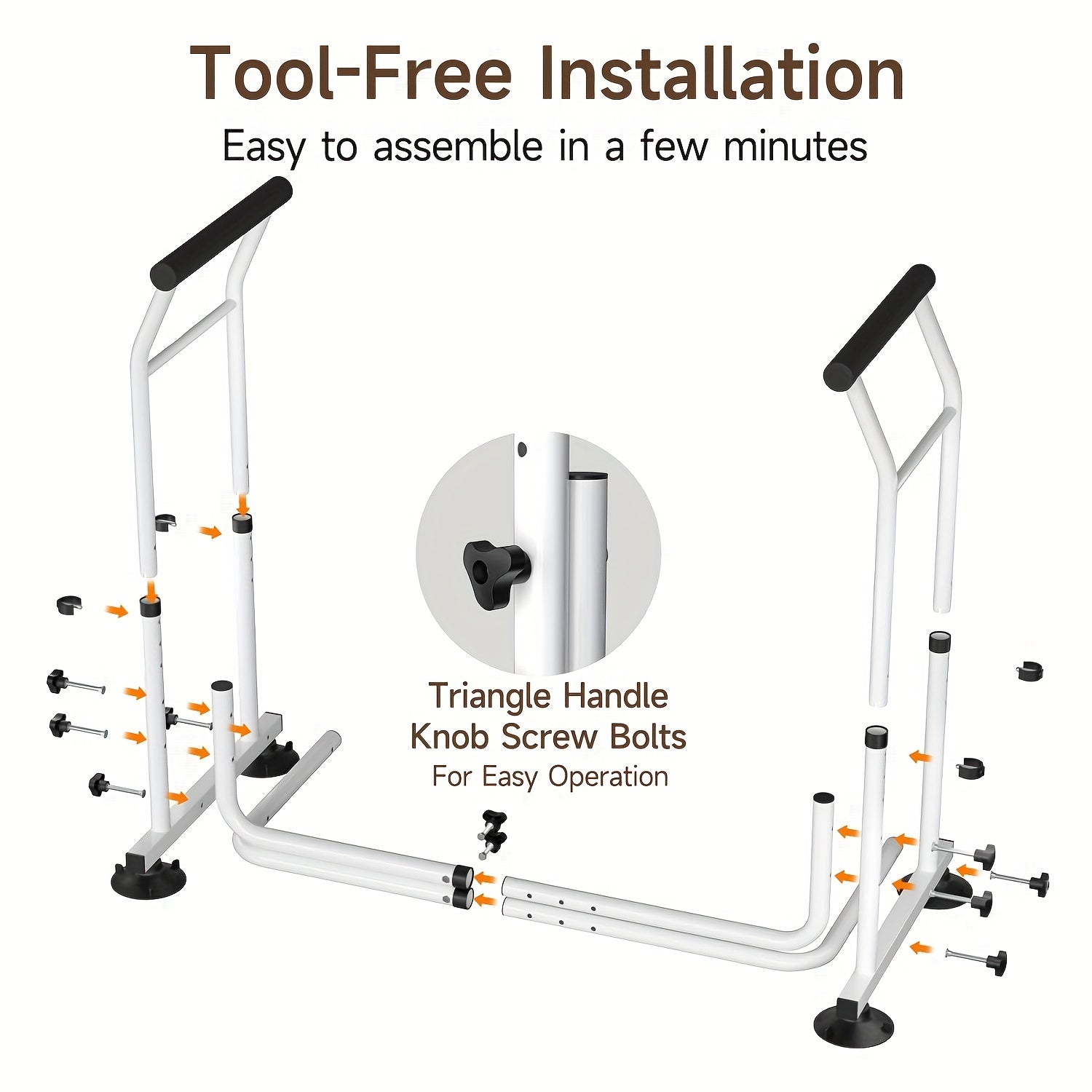 Toilet Safety Frame with handles for Elderly, Handicap, Disabled, Adjustable Width and Height