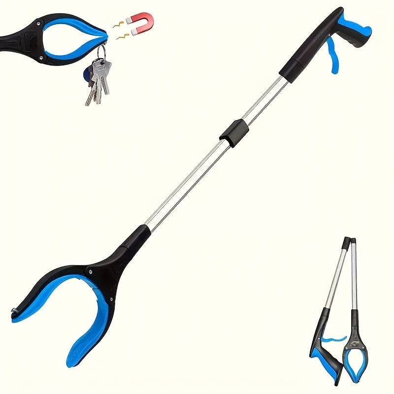 Lightweight 33-Inch Extendable Reacher - Foldable Grabber Tool for Seniors with 360° Rotating Jaws