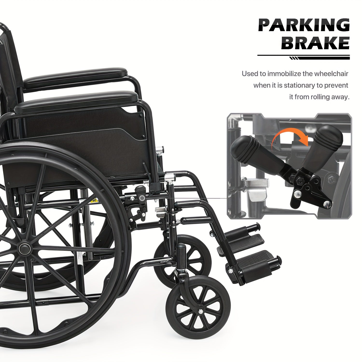 Wheelchair For Adult Transport Flip Back Padded Arms And Detachable Swing Away Footrests