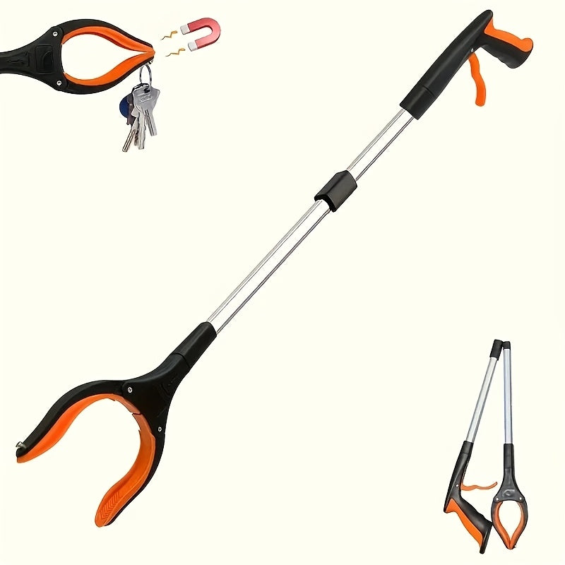 Lightweight 33-Inch Extendable Reacher - Foldable Grabber Tool for Seniors with 360° Rotating Jaws