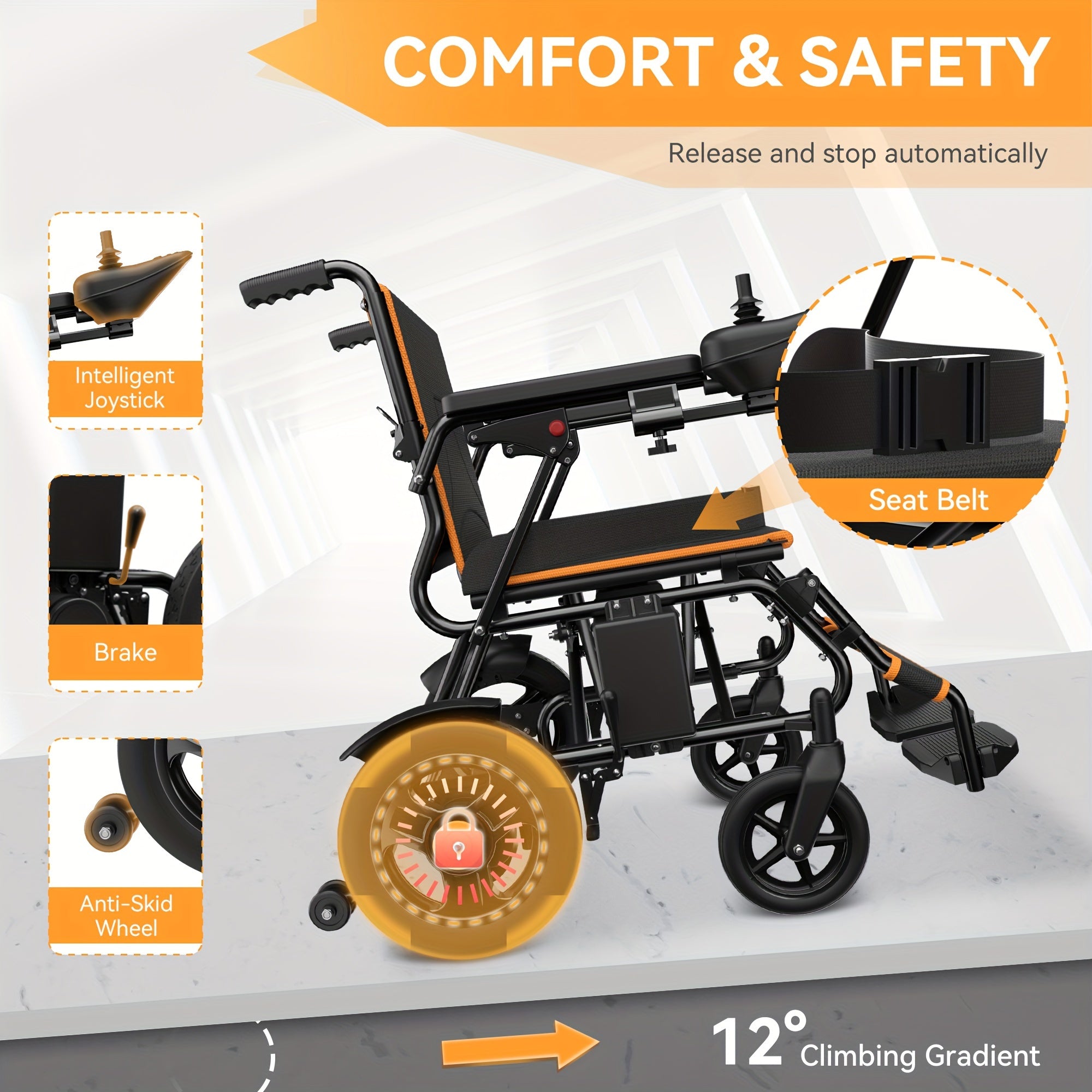 KERDOM Smart Foldable Power Wheelchair for Seniors & Adults