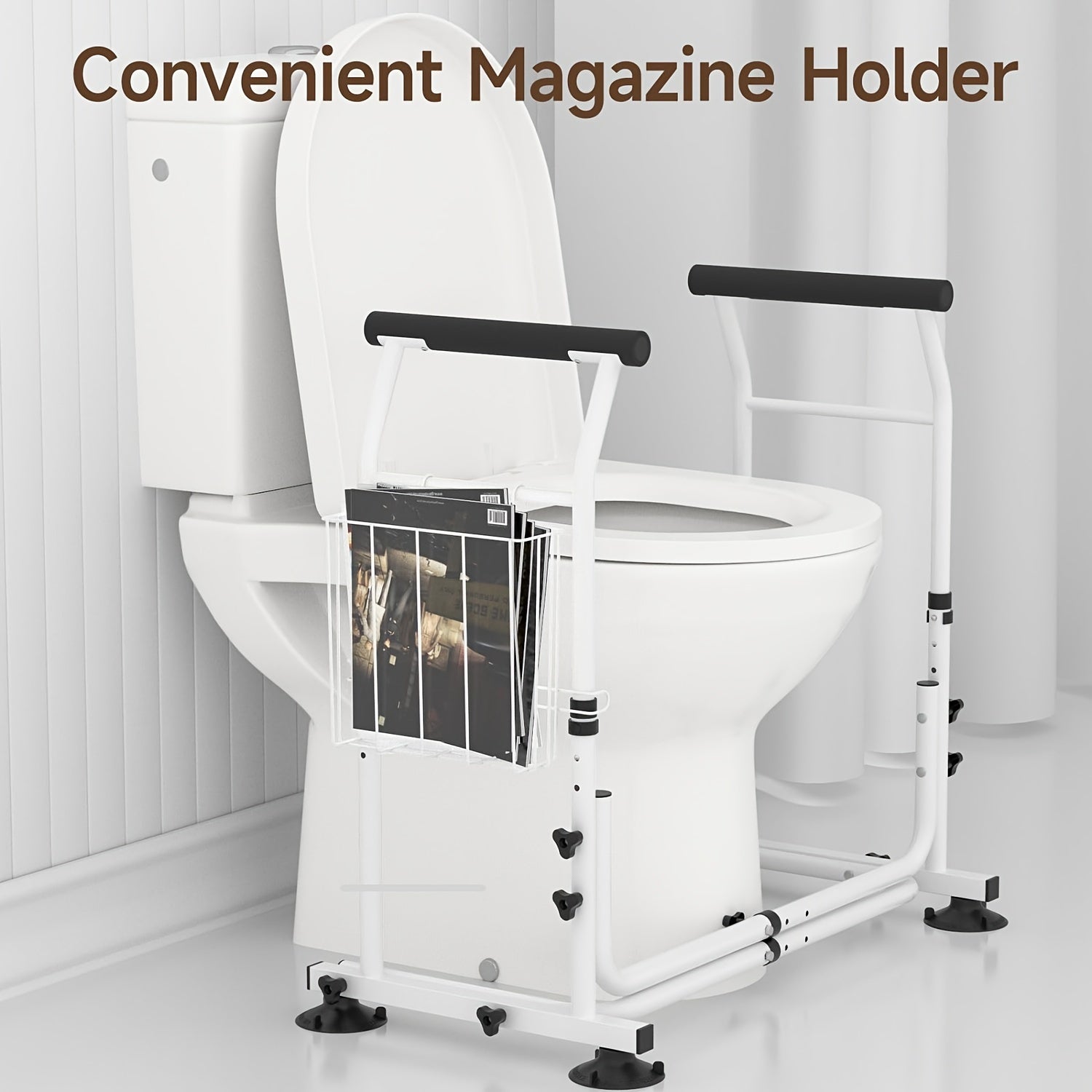Toilet Safety Frame with handles for Elderly, Handicap, Disabled, Adjustable Width and Height